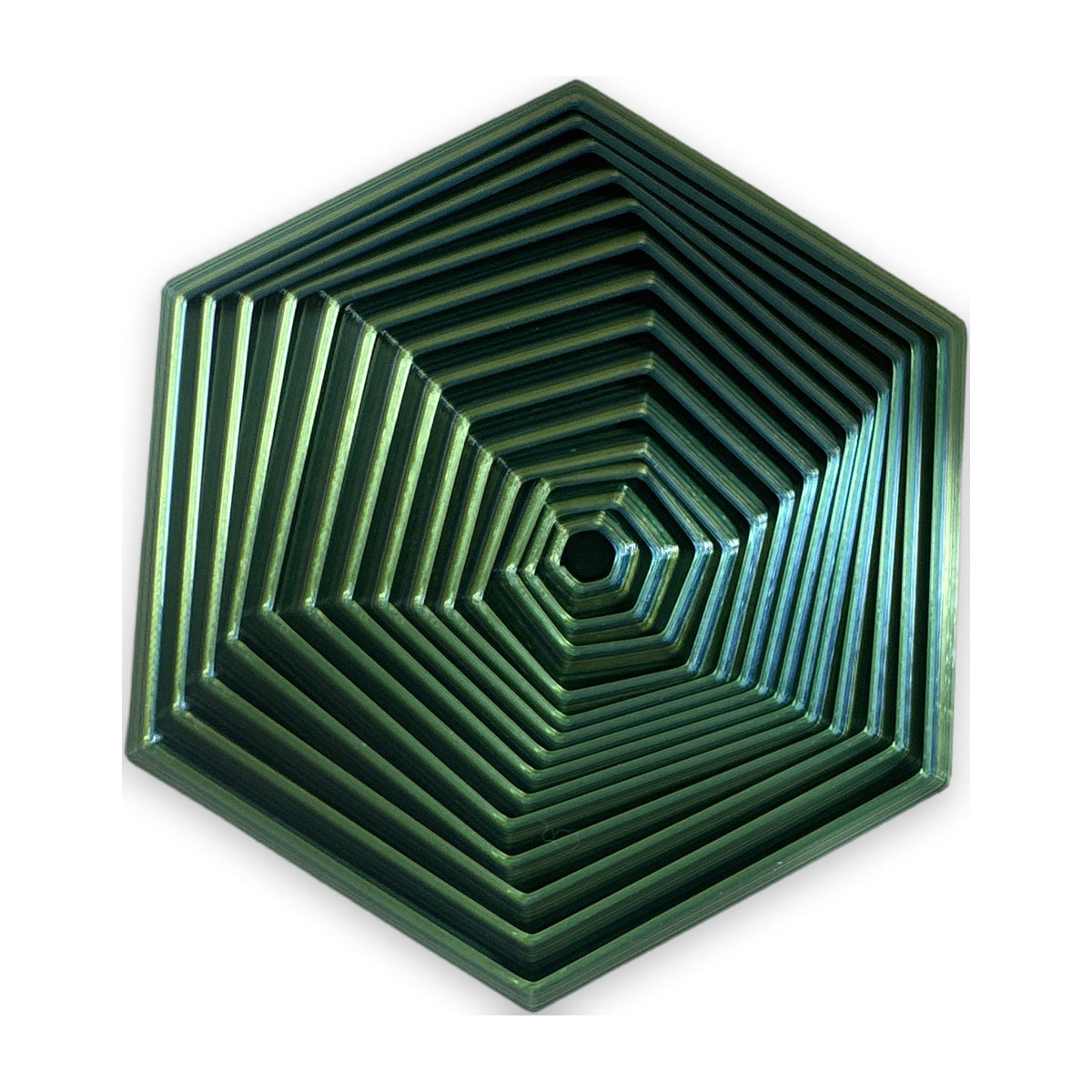 Nested hexagon rings fidget in silk green