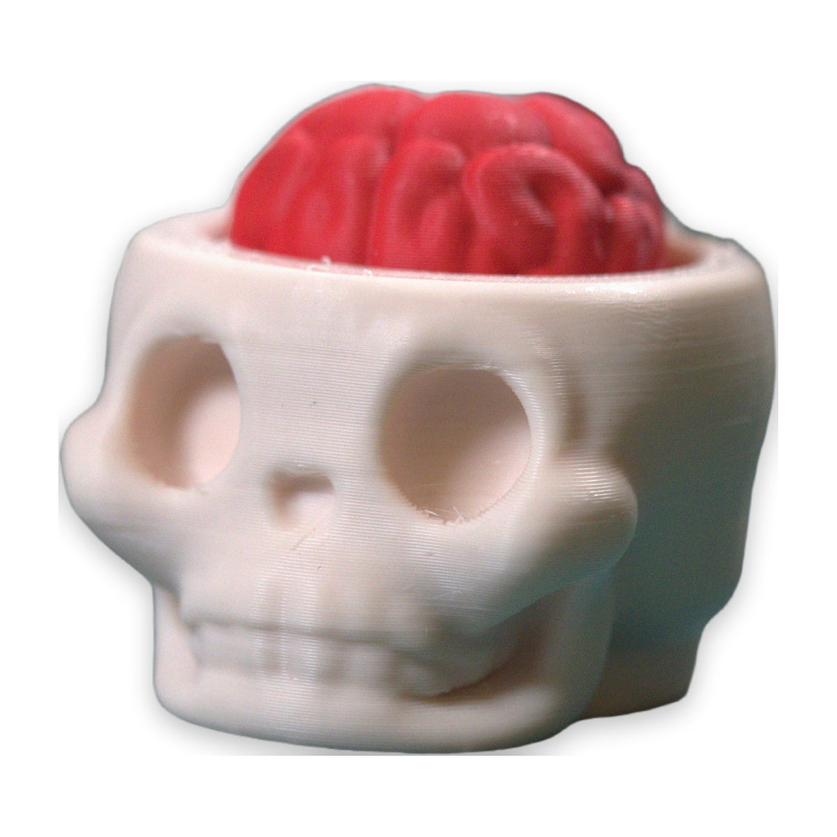 Skeleton head fidget clicker with red brain, 3D printed