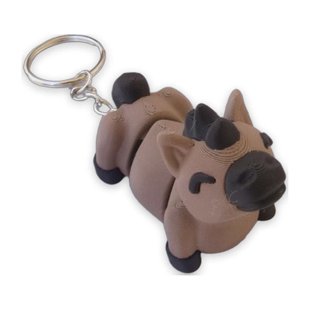 Tan articulated camel keychain on a split ring