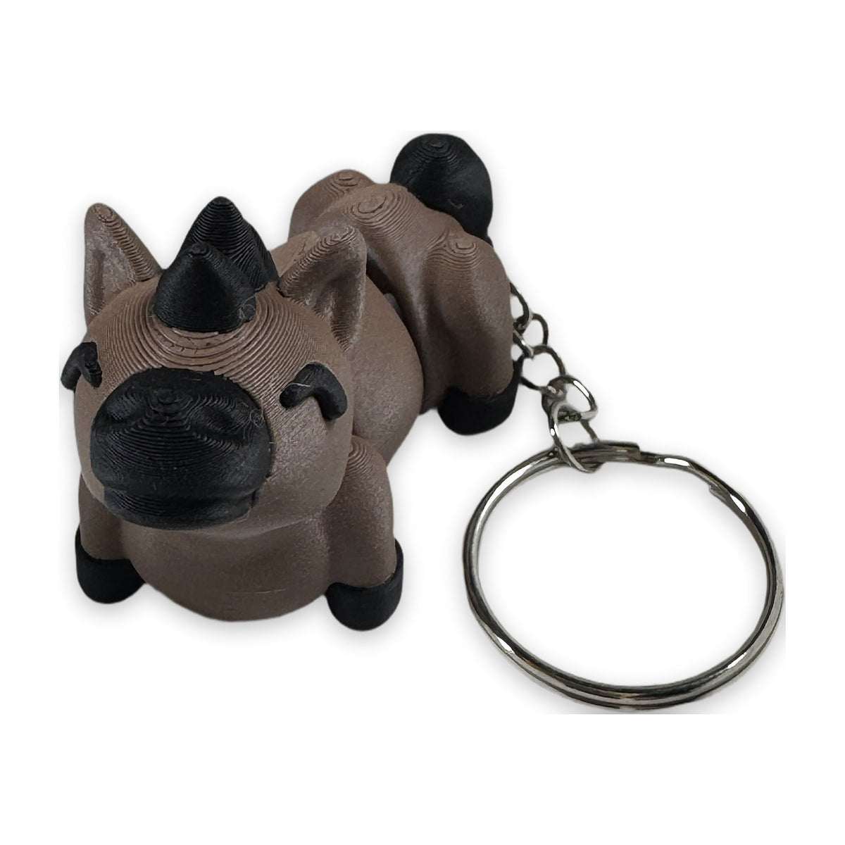 Articulated brown pony keychain with black mane