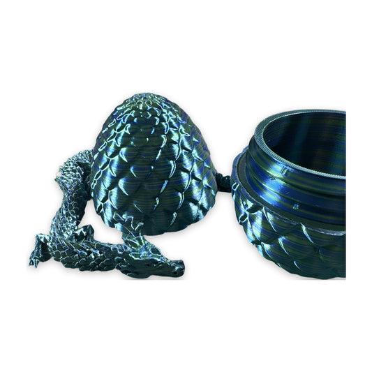 Scaled dragon egg with screw lid and dragon inside