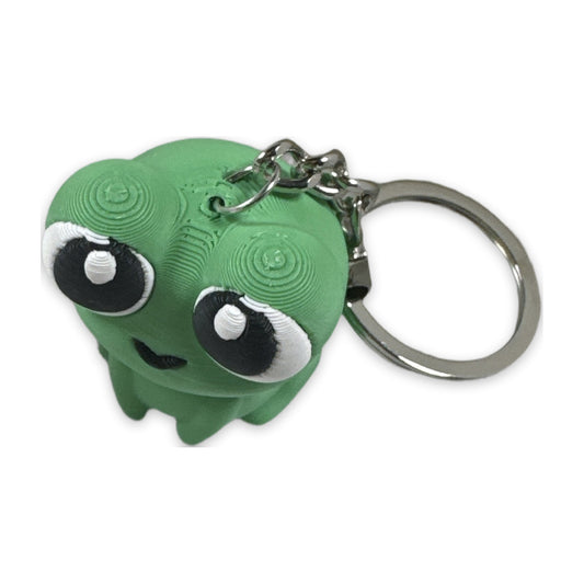 Green frog keychain with big eyes