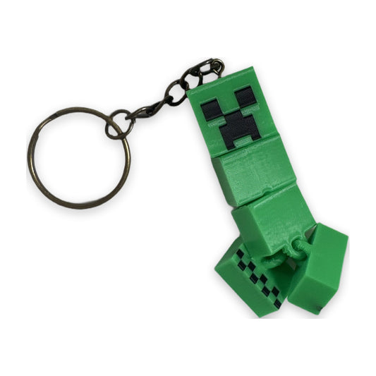 Articulated blocky green zombie keychain