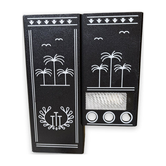 xBloom Cover, both panels, black with white Fenjan Zayed palms and wreath