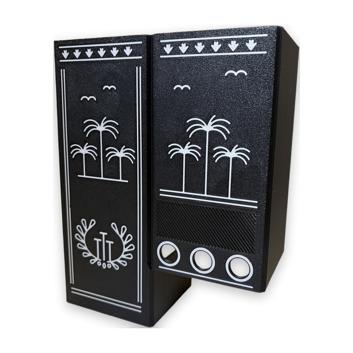 xBloom Cover panels, three-quarter view with the dial cutouts